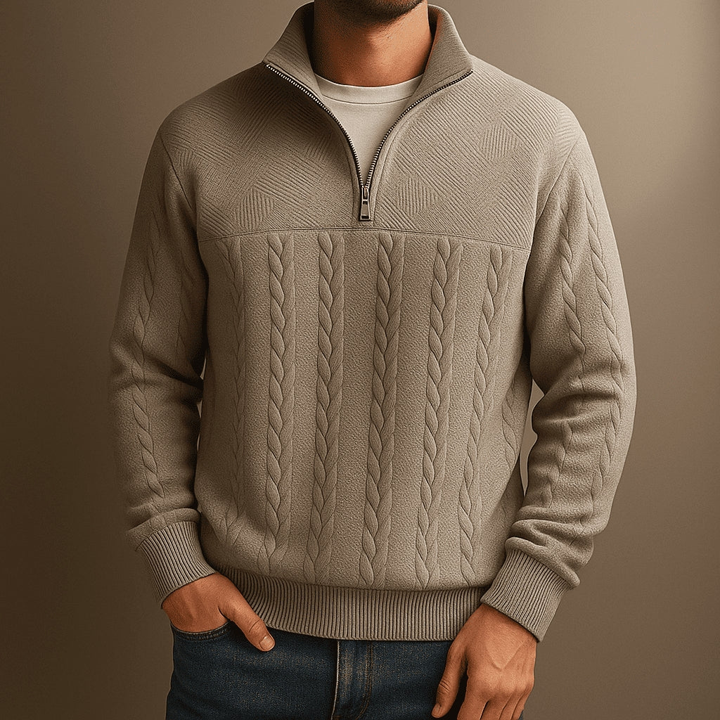 Men's Classic Cable Knit Half-Zip Sweater 8