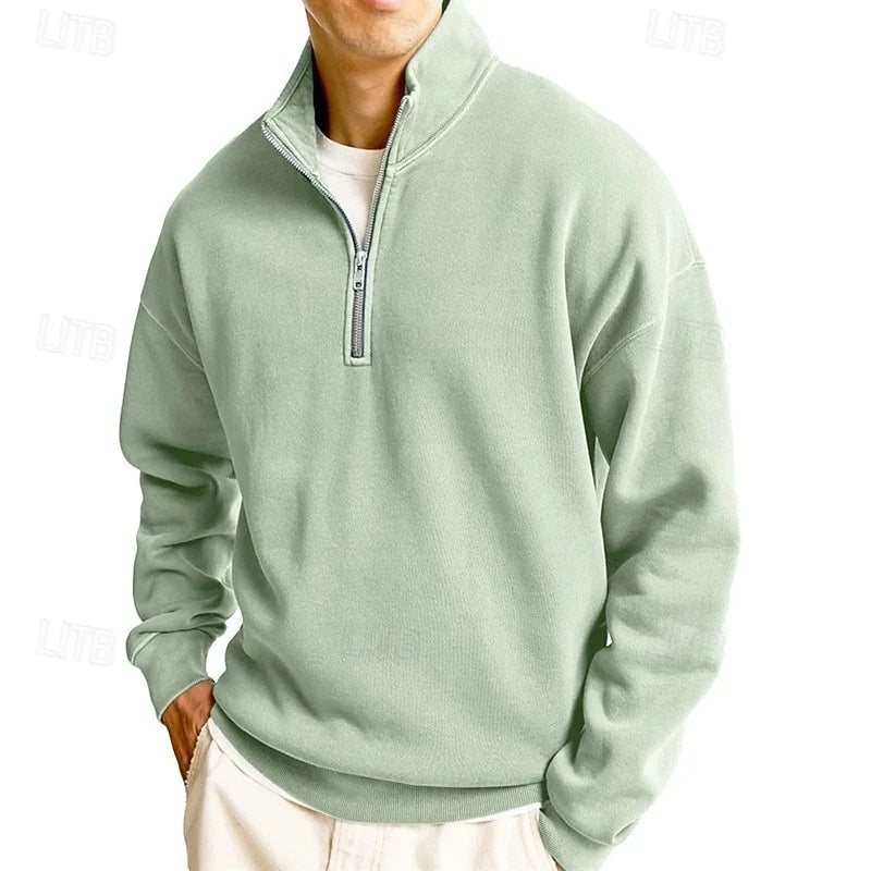 Men's Modern Quarter-Zip Stand Collar Sweatshirt 10