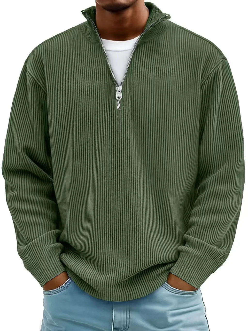 Men's Quarter-Zip Ribbed Sweater 8