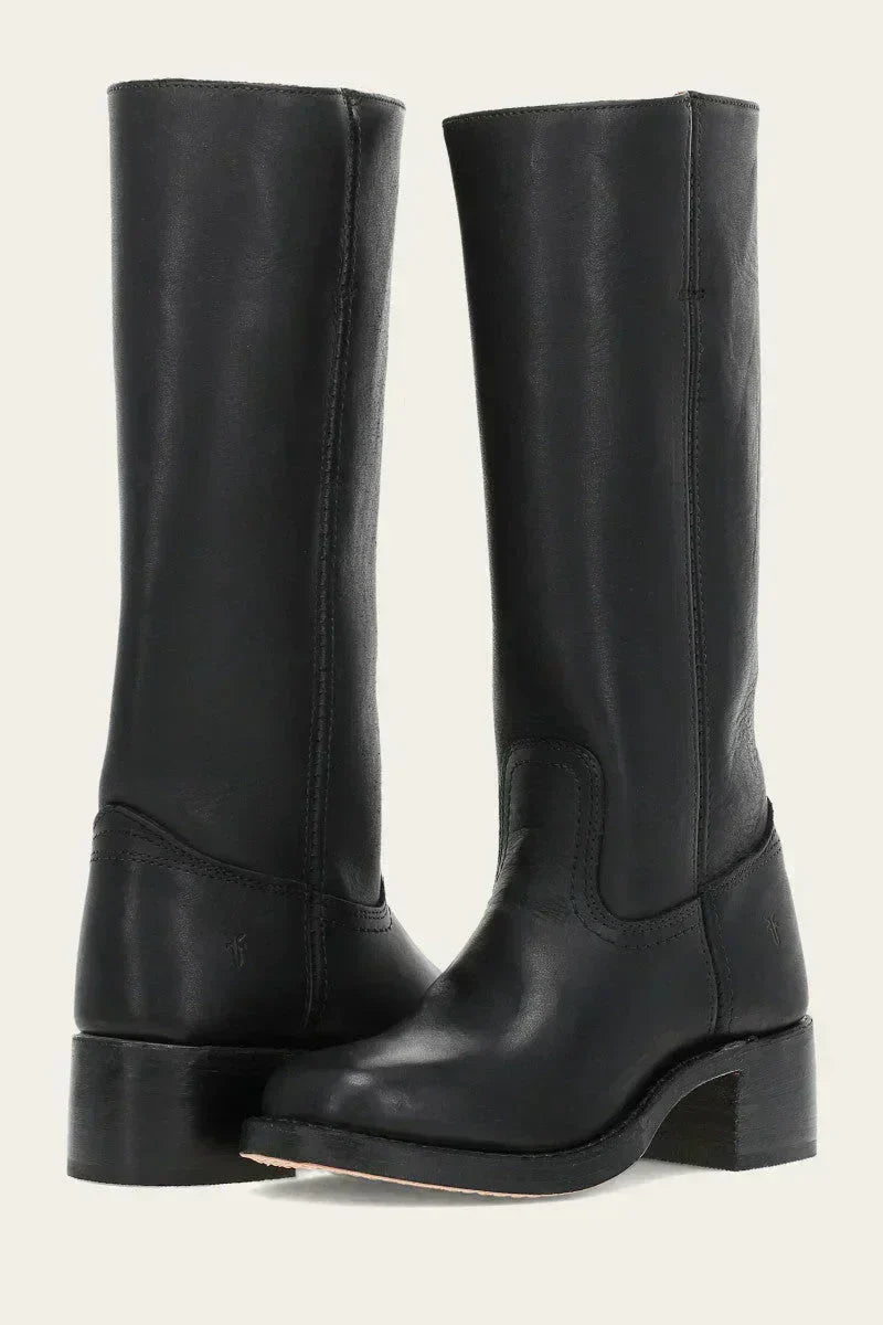 Women's Elegant Mid-Calf Stacked Block Heel Boots 9