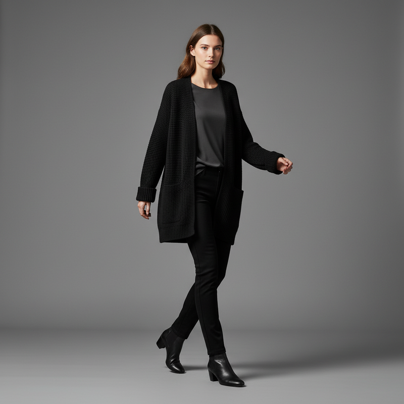 Elegant Black Women's Cardigan | Stylish Layering Piece