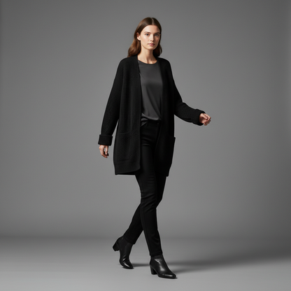 Elegant Black Women's Cardigan | Stylish Layering Piece
