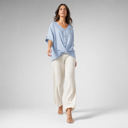 Elegant V-Neck Blouse | Women's Long Sleeve Tops