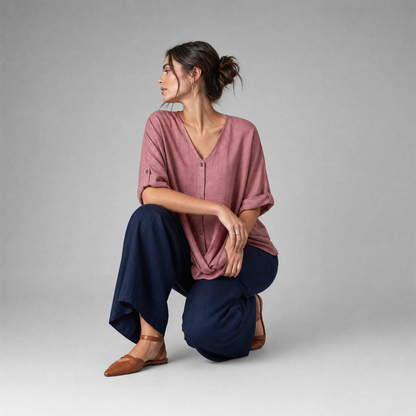 Elegant V-Neck Blouse | Women's Long Sleeve Tops
