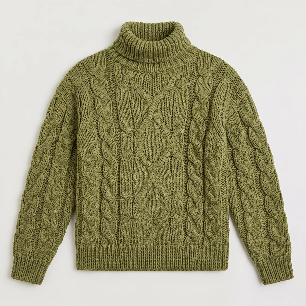 Men's Chunky Cable Turtleneck Relaxed Fit Sweater 2