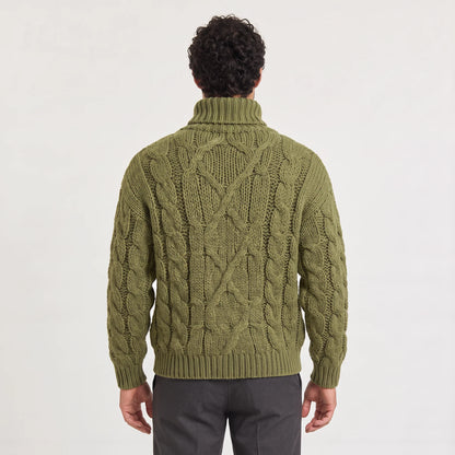 Men's Chunky Cable Turtleneck Relaxed Fit Sweater 3