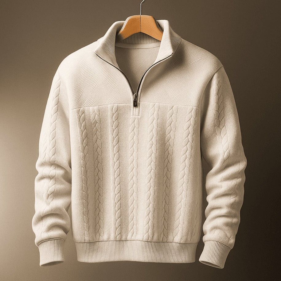 Men's Classic Cable Knit Half-Zip Sweater 1