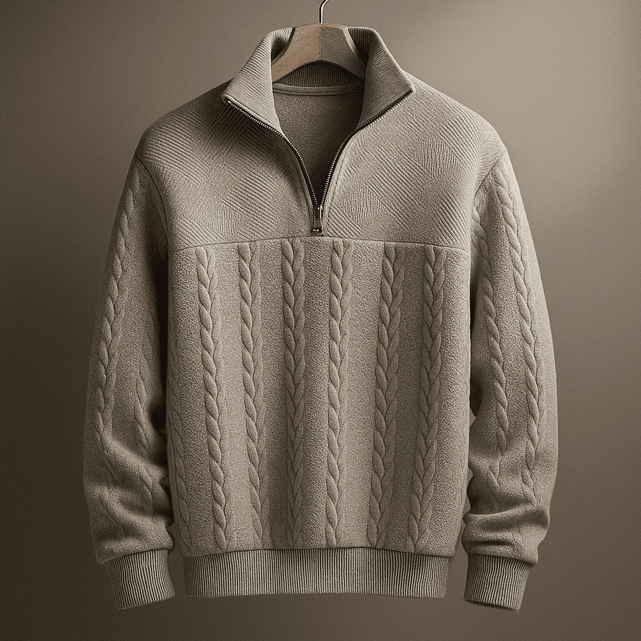 Men's Classic Cable Knit Half-Zip Sweater 3