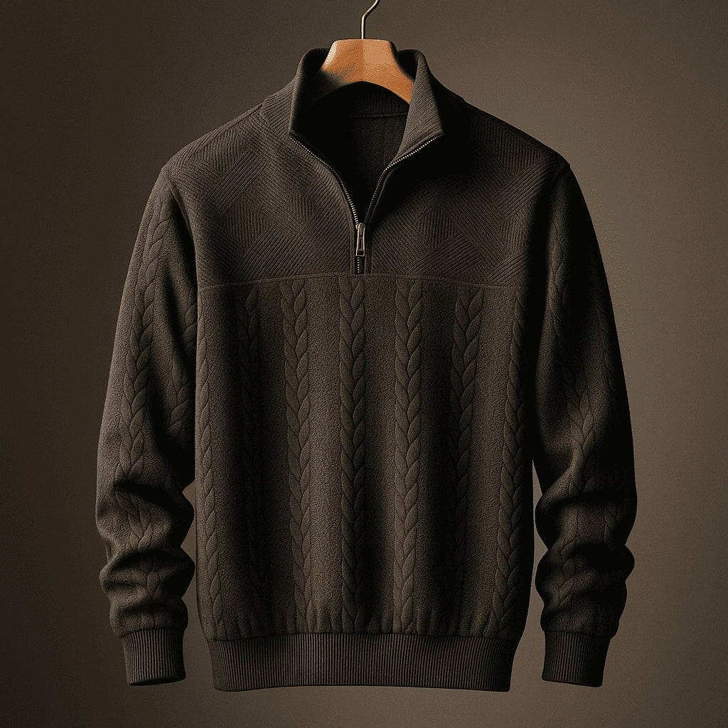 Men's Classic Cable Knit Half-Zip Sweater 4