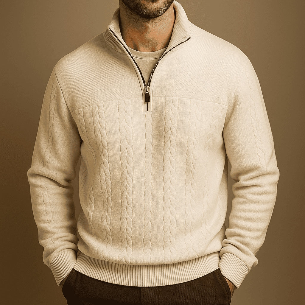 Men's Classic Cable Knit Half-Zip Sweater 5