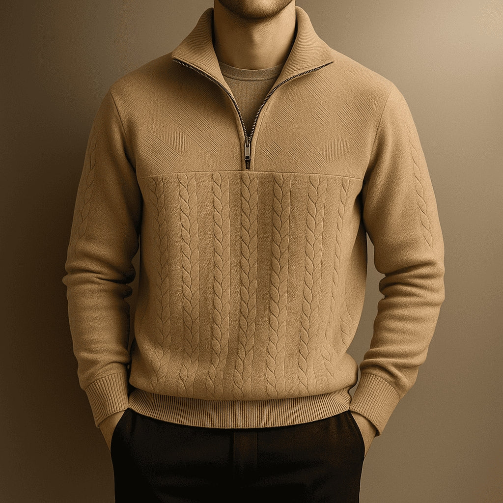 Men's Classic Cable Knit Half-Zip Sweater 7