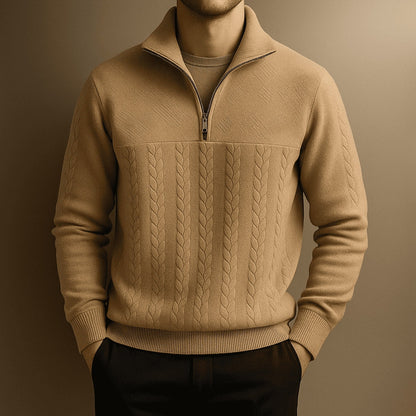 Men's Classic Cable Knit Half-Zip Sweater 7