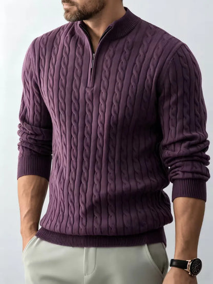 Men's Classic Half-Zip Cable Knit Sweater 0