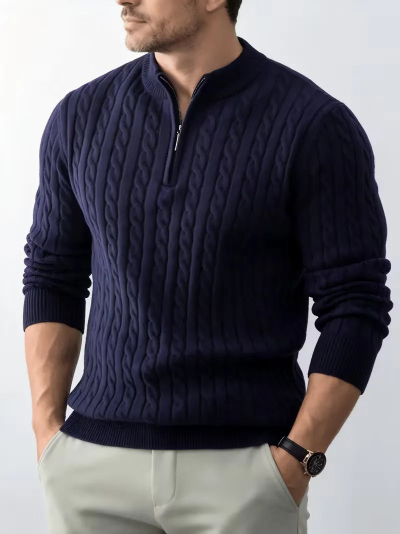 Men's Classic Half-Zip Cable Knit Sweater 10