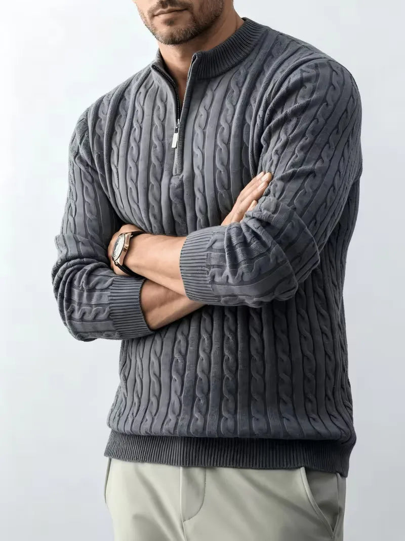 Men's Classic Half-Zip Cable Knit Sweater 11