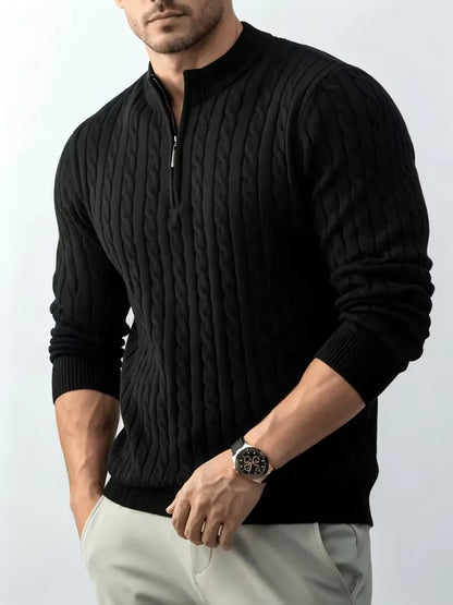 Men's Classic Half-Zip Cable Knit Sweater 12