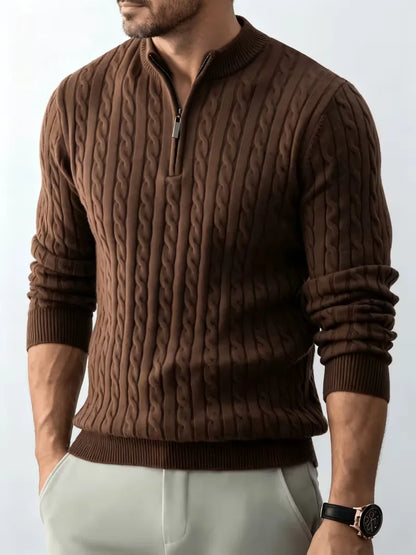 Men's Classic Half-Zip Cable Knit Sweater 13