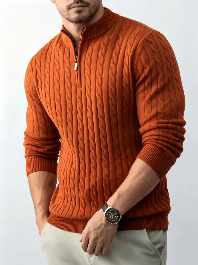 Men's Classic Half-Zip Cable Knit Sweater 5