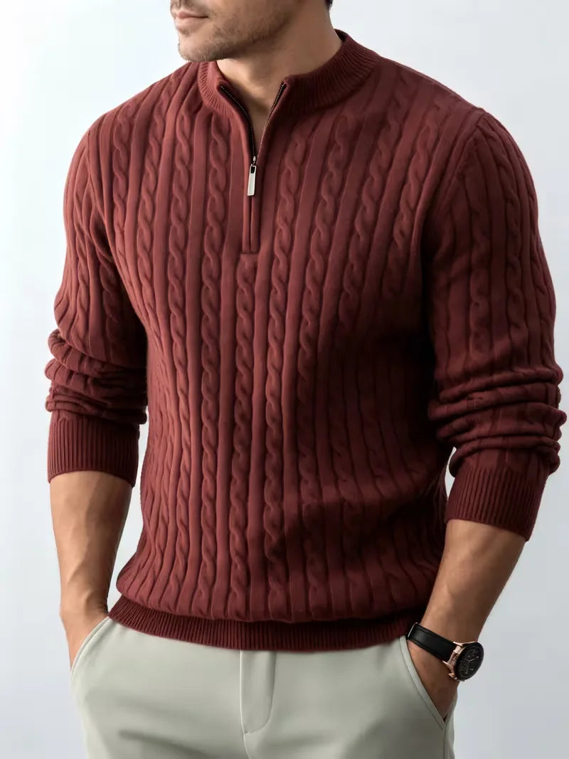 Men's Classic Half-Zip Cable Knit Sweater 9