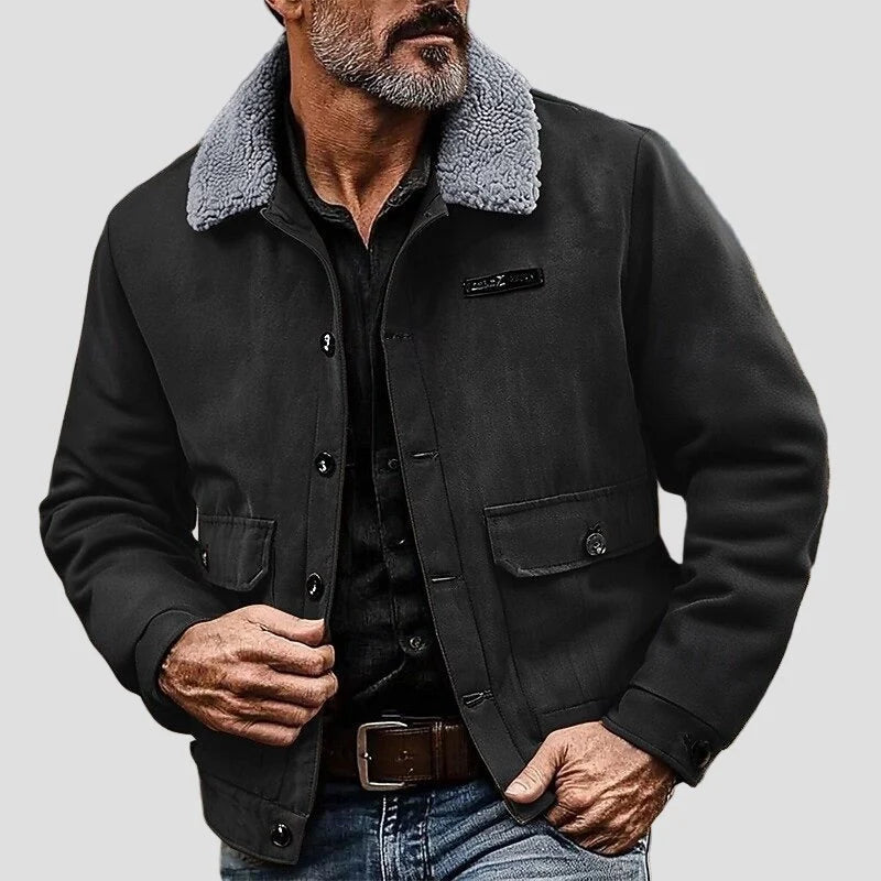 Men's Classic Sherpa Collar Button-Up Fleece Jacket 2