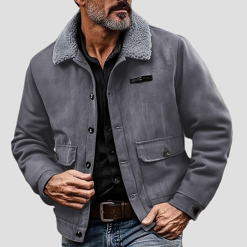 Men's Classic Sherpa Collar Button-Up Fleece Jacket 3
