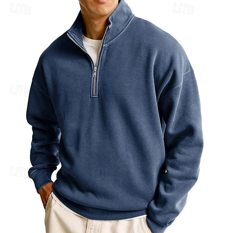 Men's Modern Quarter-Zip Stand Collar Sweatshirt 0