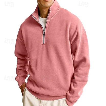 Men's Modern Quarter-Zip Stand Collar Sweatshirt 1