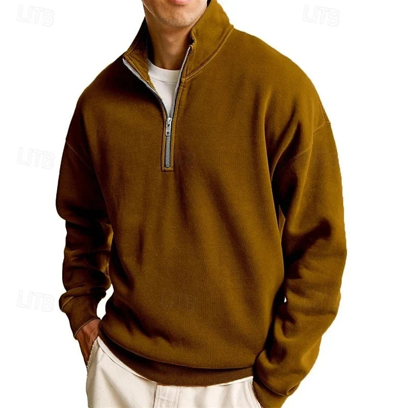 Men's Modern Quarter-Zip Stand Collar Sweatshirt 2
