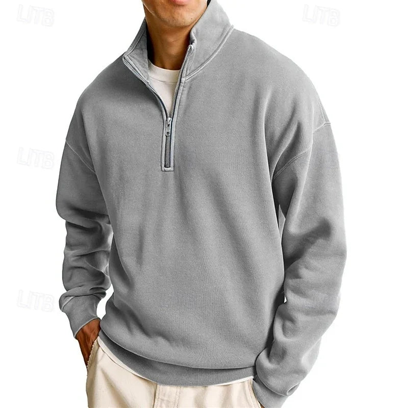 Men's Modern Quarter-Zip Stand Collar Sweatshirt 3