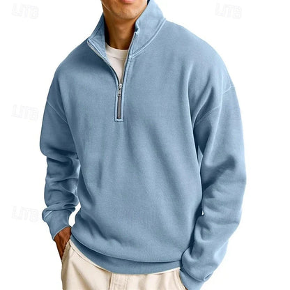 Men's Modern Quarter-Zip Stand Collar Sweatshirt 4