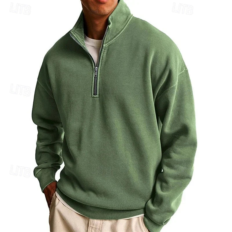 Men's Modern Quarter-Zip Stand Collar Sweatshirt 5
