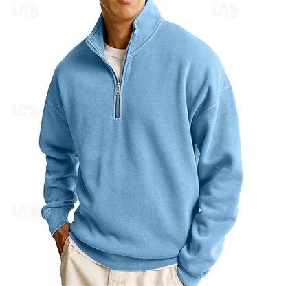 Men's Modern Quarter-Zip Stand Collar Sweatshirt 6
