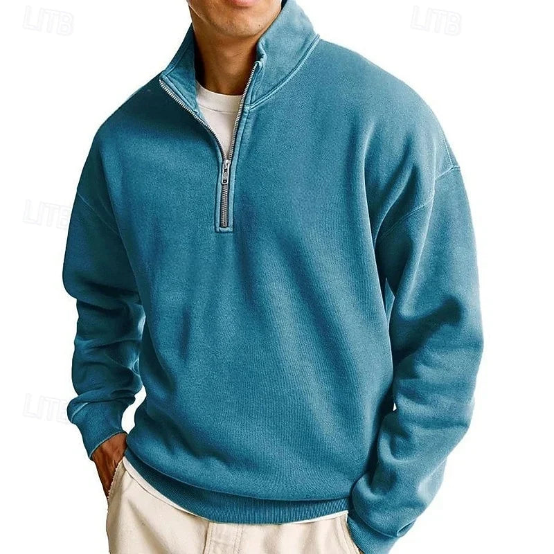 Men's Modern Quarter-Zip Stand Collar Sweatshirt 7