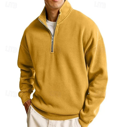 Men's Modern Quarter-Zip Stand Collar Sweatshirt 8