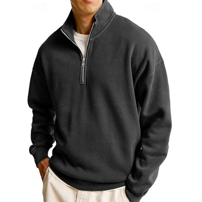 Men's Modern Quarter-Zip Stand Collar Sweatshirt 9