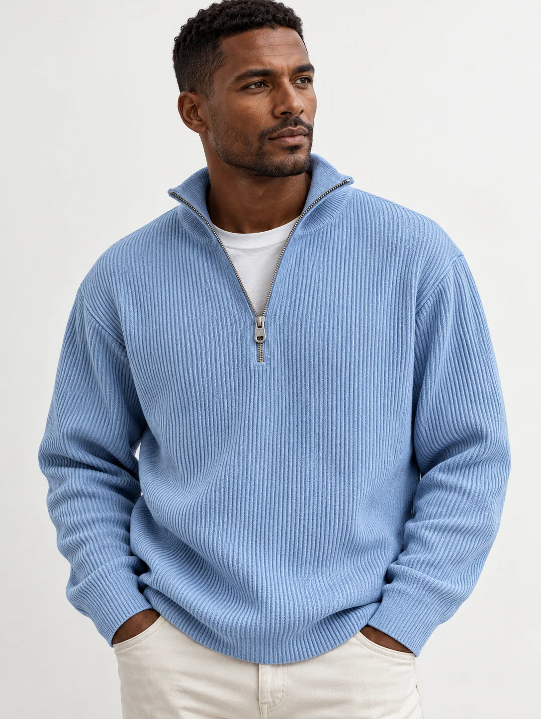 Men's Quarter-Zip Ribbed Sweater 1