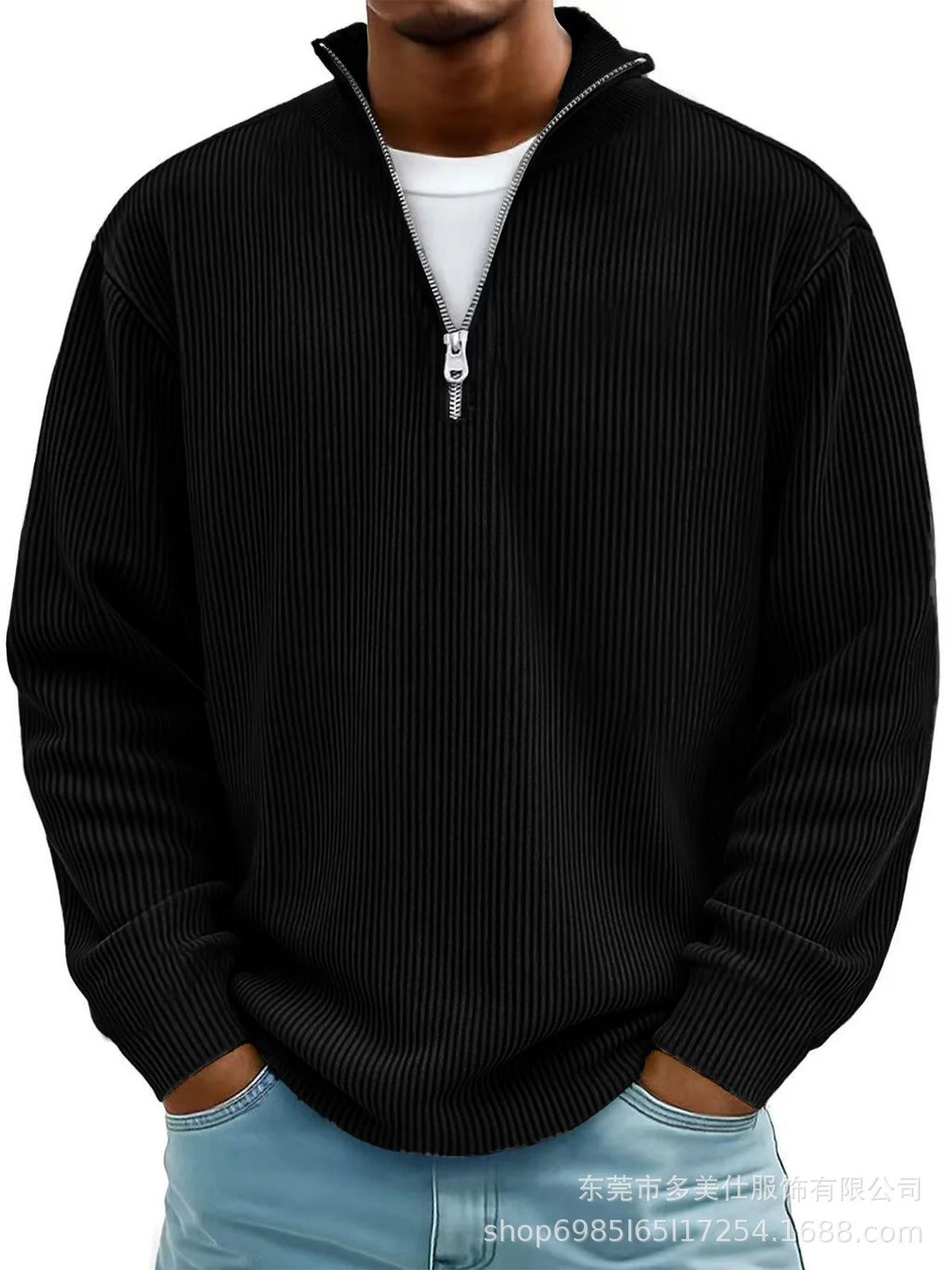 Men's Quarter-Zip Ribbed Sweater 4