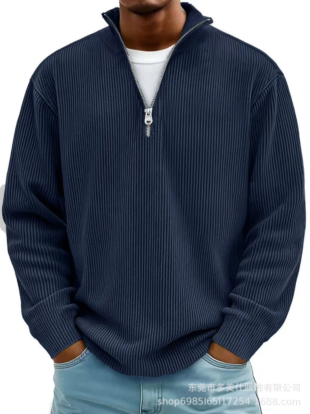 Men's Quarter-Zip Ribbed Sweater 6