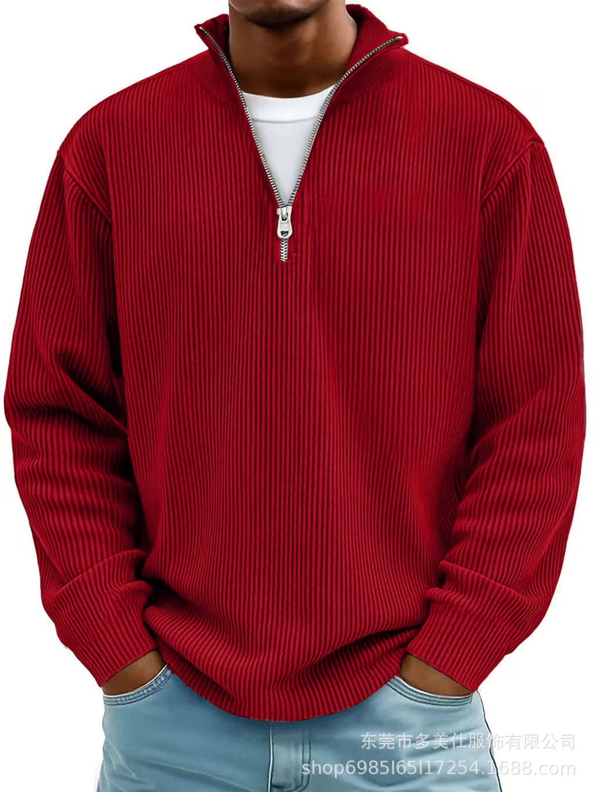 Men's Quarter-Zip Ribbed Sweater 7