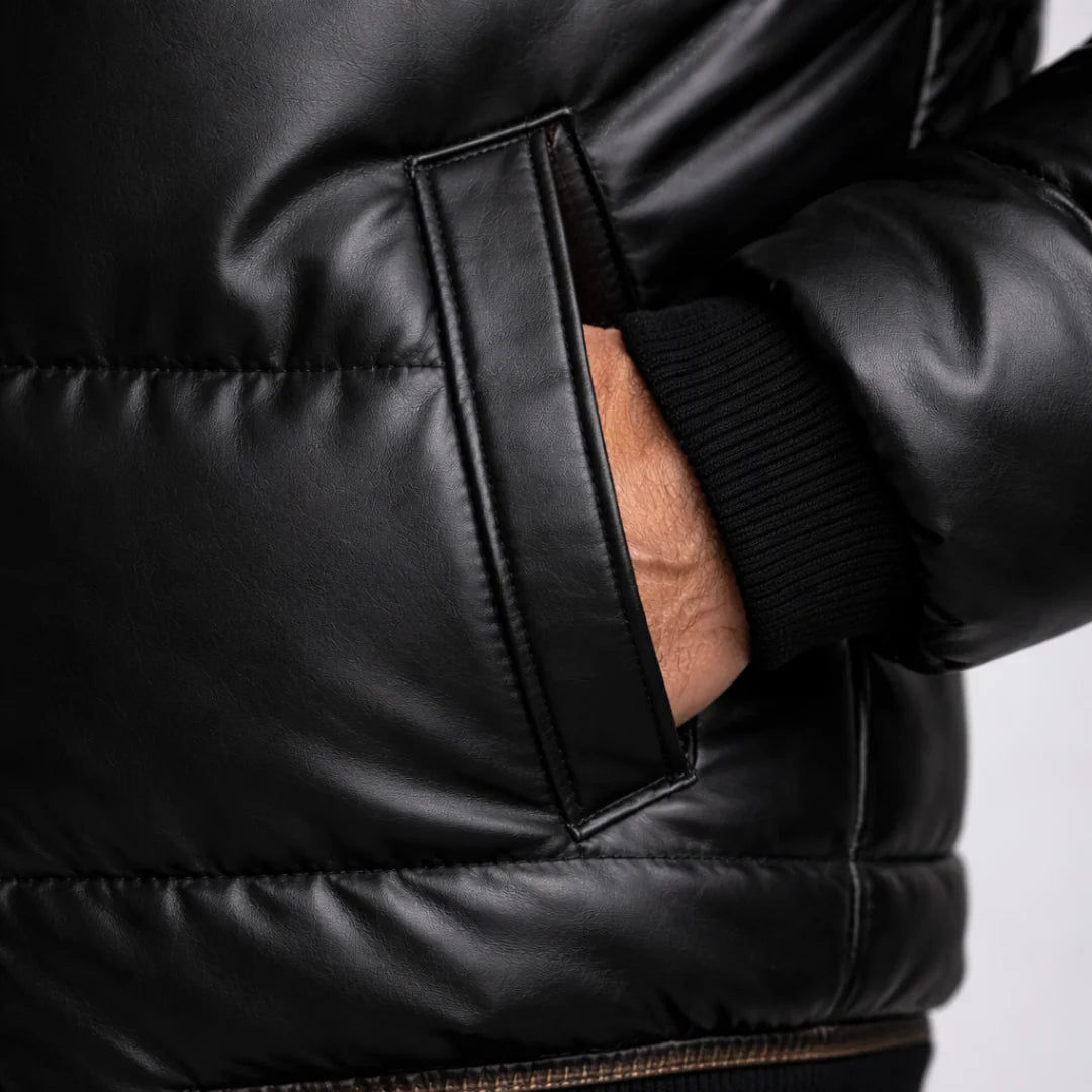 Men's Quilted Fur Collar Winter Puffer Jacket