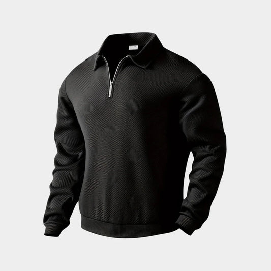 Men's Relaxed Fit Quarter-Zip Geometric Sweater 0