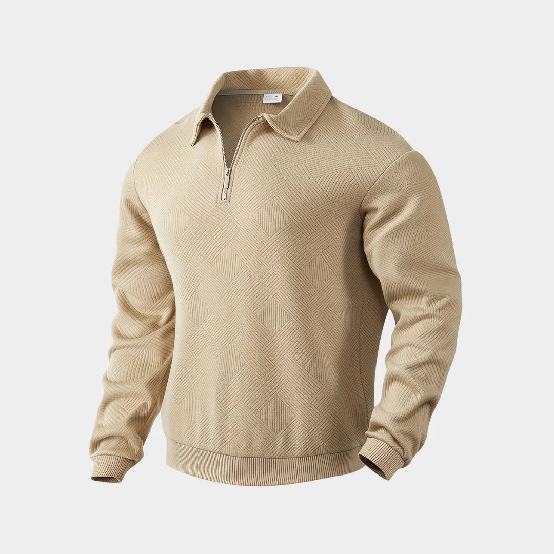 Men's Relaxed Fit Quarter-Zip Geometric Sweater 1