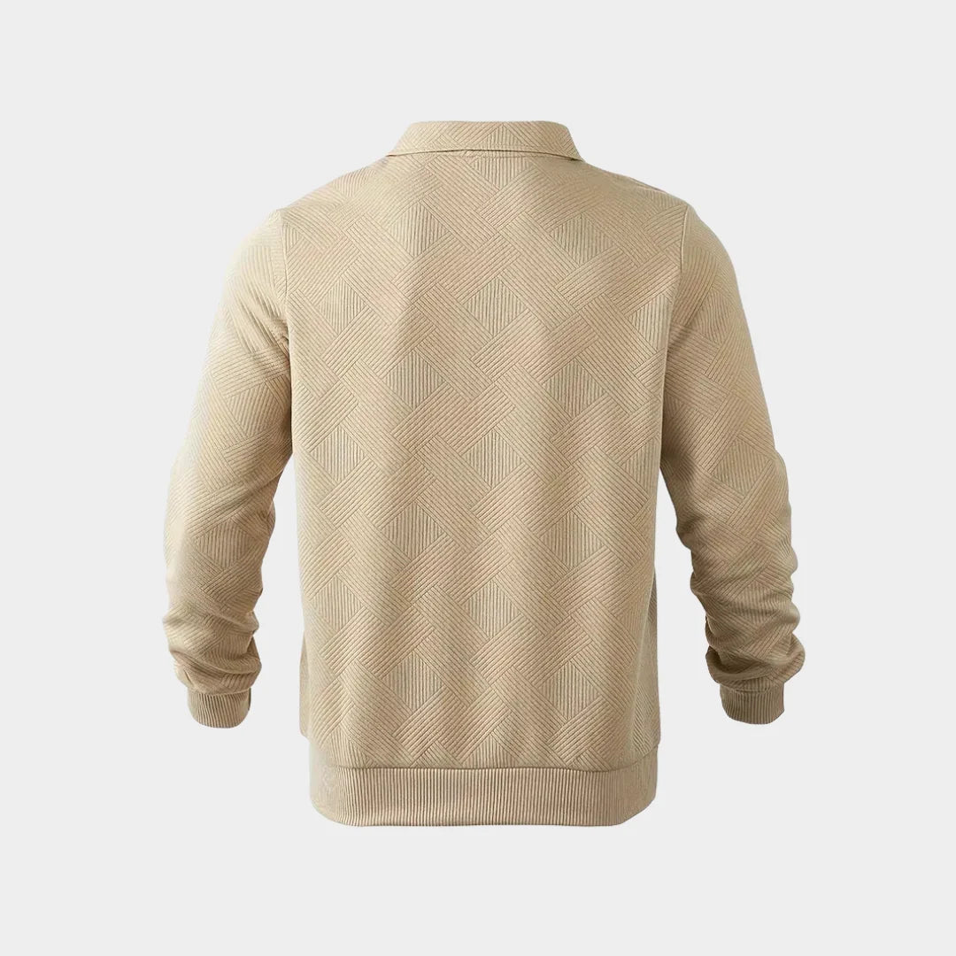 Men's Relaxed Fit Quarter-Zip Geometric Sweater 2
