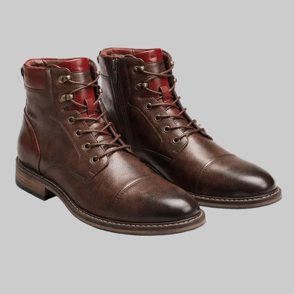 Men's Retro Ankle-Length Zipper Boots 0