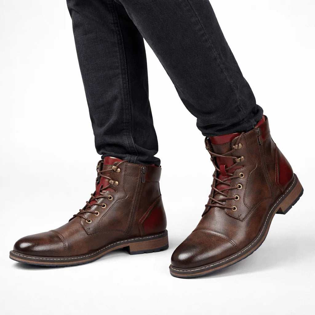 Men's Retro Ankle-Length Zipper Boots 2