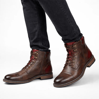 Men's Retro Ankle-Length Zipper Boots 2