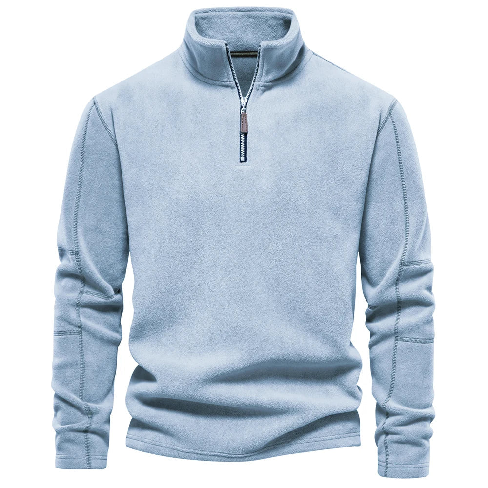 Men's Warm High Collar Quarter-Zip Fleece Jacket 6