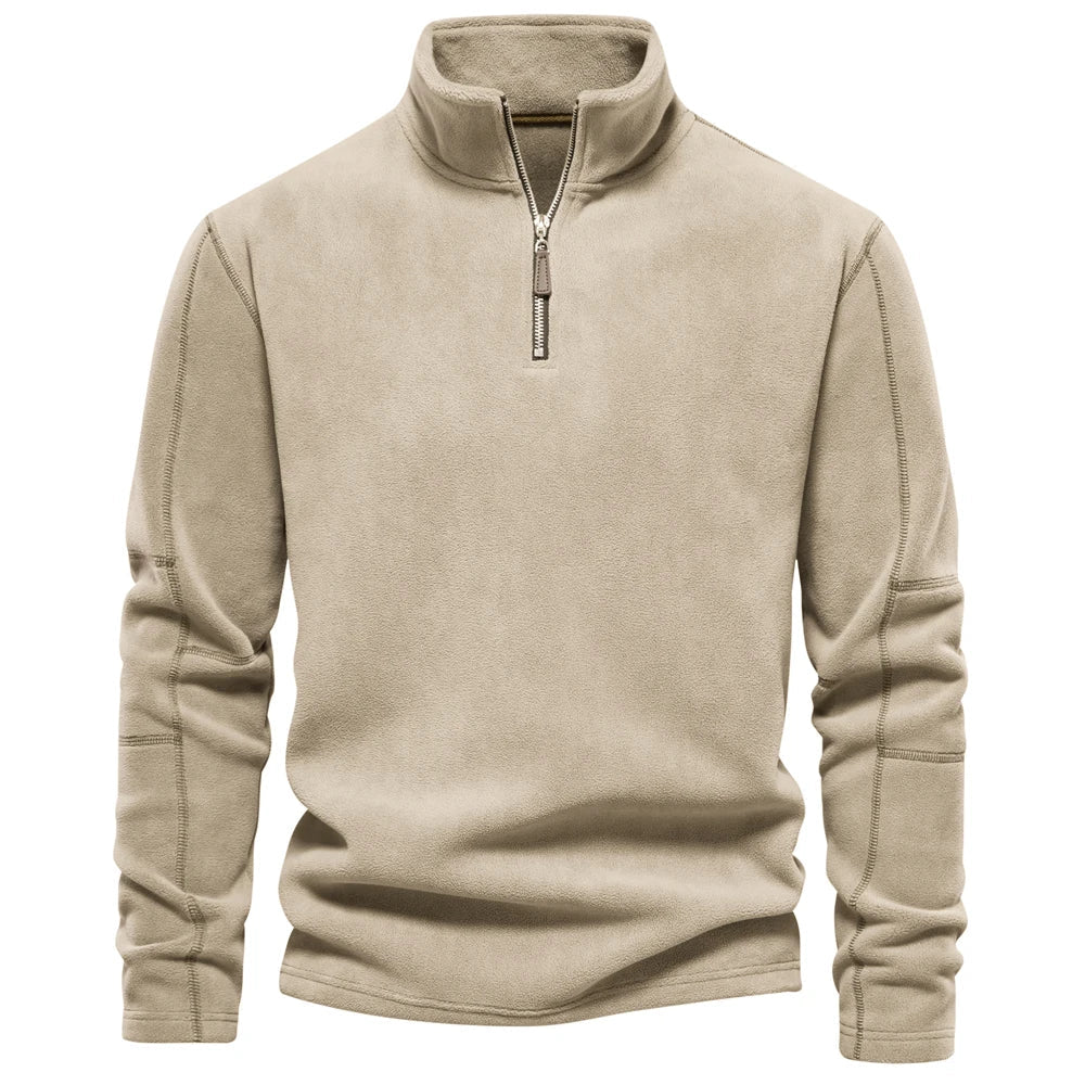 Men's Warm High Collar Quarter-Zip Fleece Jacket 7