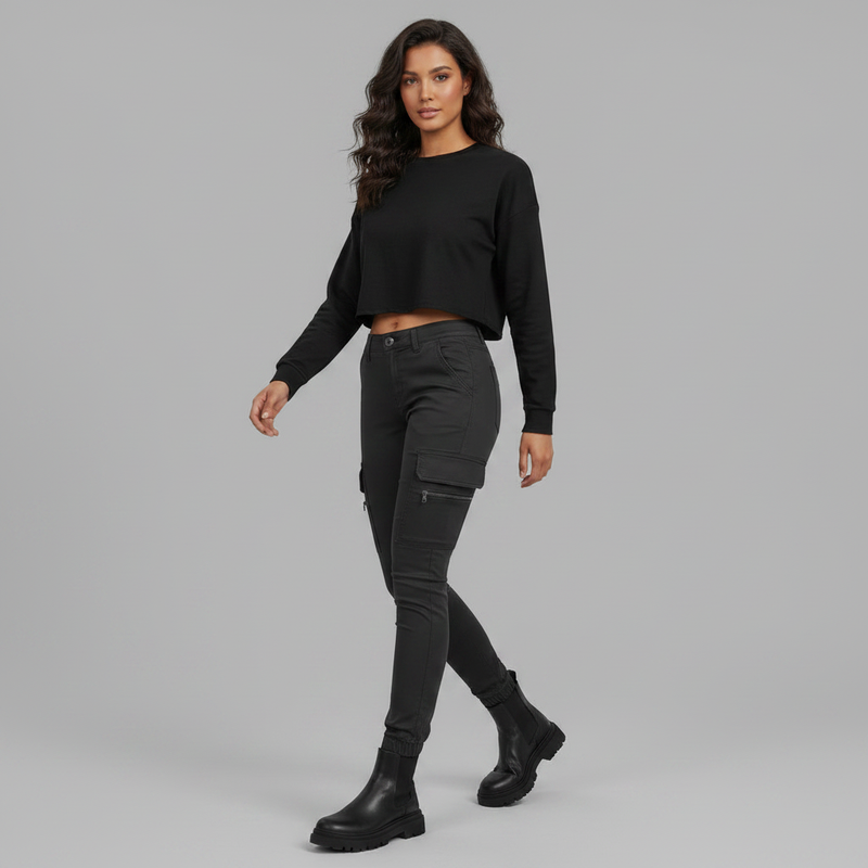 Modern Black Cargo Pants for Women | Stylish Urban Trousers