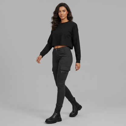 Modern Black Cargo Pants for Women | Stylish Urban Trousers